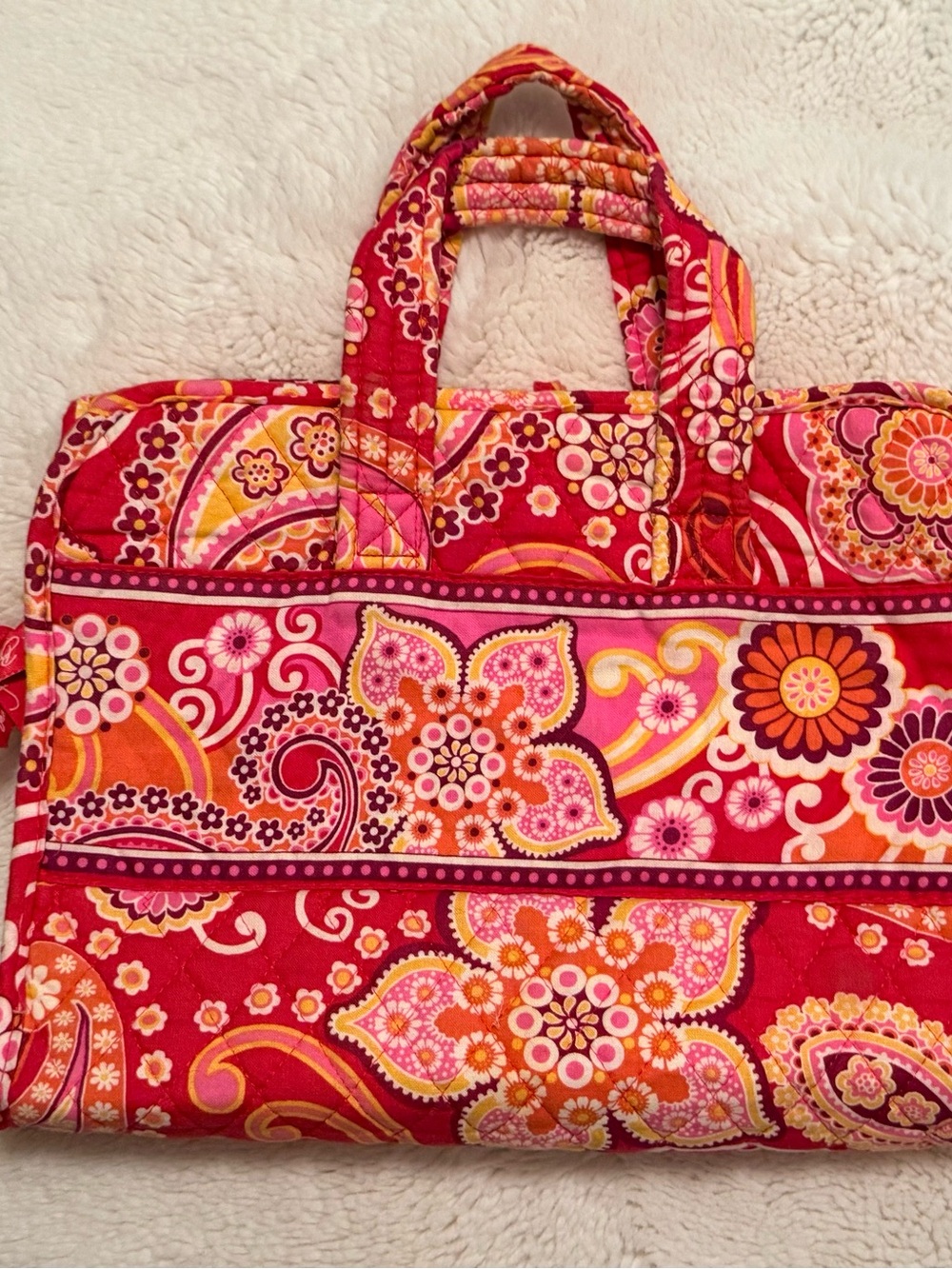 Vera Bradley Raspberry Fizz hanging travel cosmetic bag
